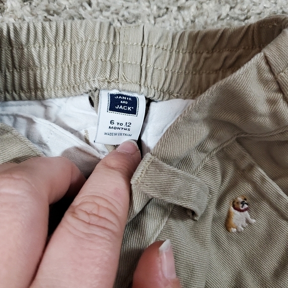 Janie and Jack Kakhi Puppy Embroidered Pants - Picture 2 of 6